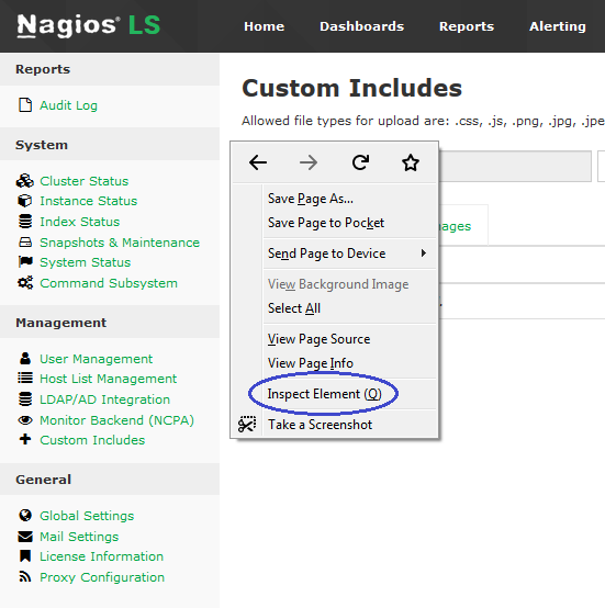 Nagios Log Server capture d'écran