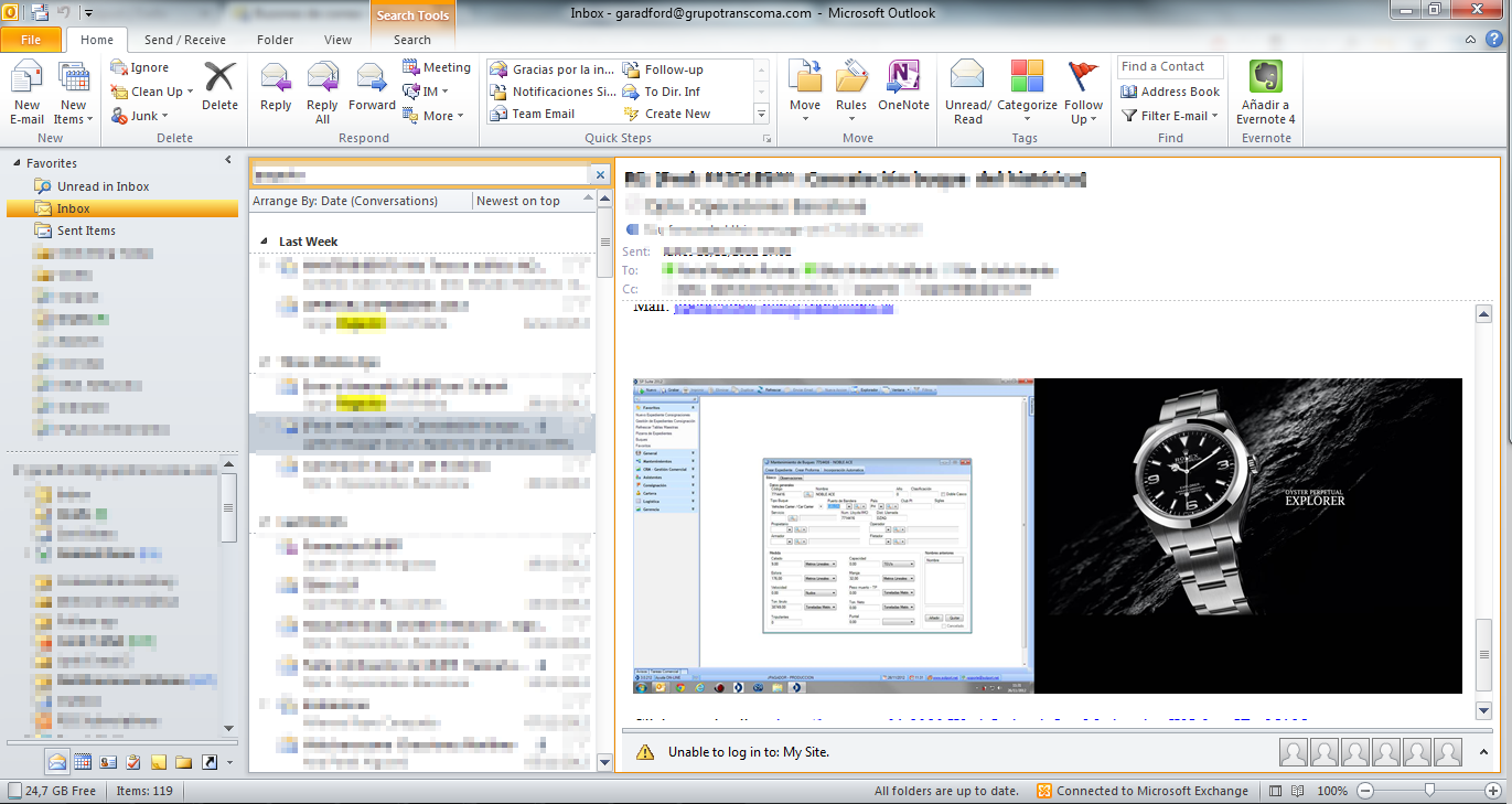 Microsoft Outlook capture d'écran