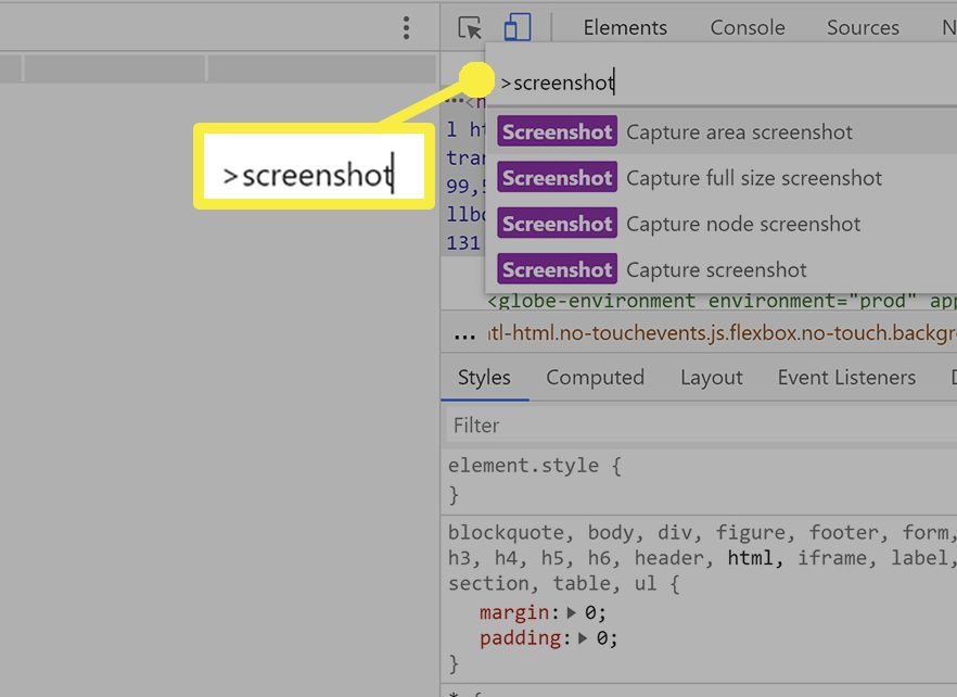 Chrome Developer Tools capture d'écran