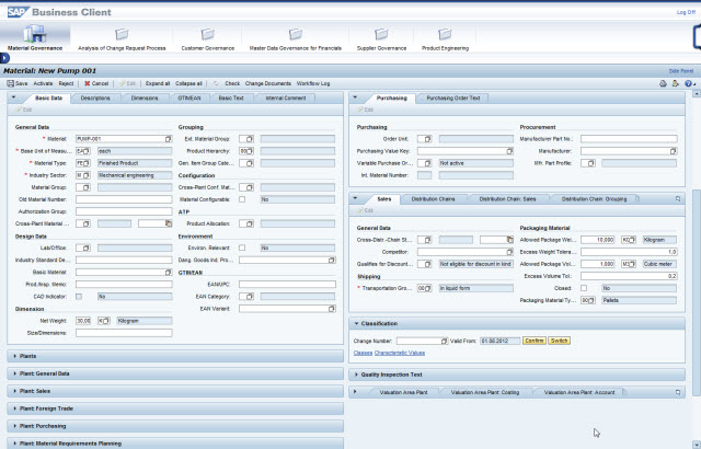 SAP Master Data Governance Screenshot