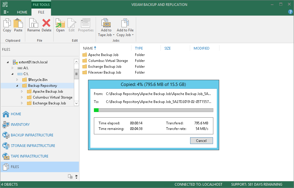 Veeam Agent capture d'écran