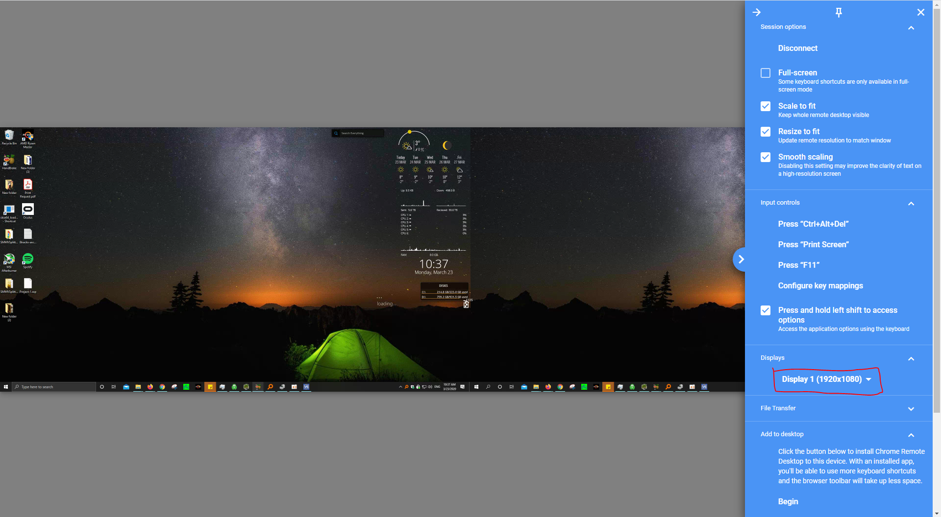 Chrome Remote Desktop capture d'écran